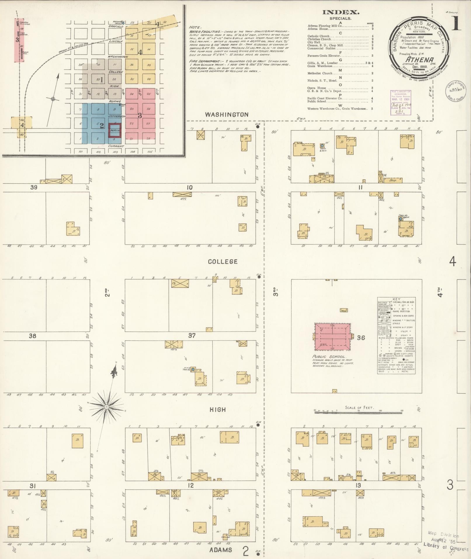 Sanborn Fire Insurance Map from Athena, Umatilla County, Oregon. (1900) – Historic Sanborn Fire Insurance Map Print