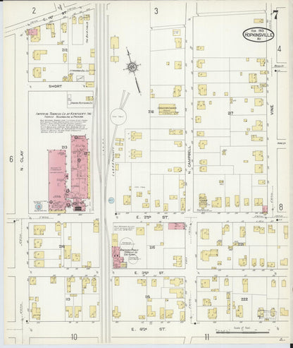 Sanborn Fire Insurance Map from Hopkinsville, Christian County, Kentucky (1913), Sheet #0007 - Complete Map Set gallery image, historic Sanborn map, vintage wall art, Kentucky Kentucky