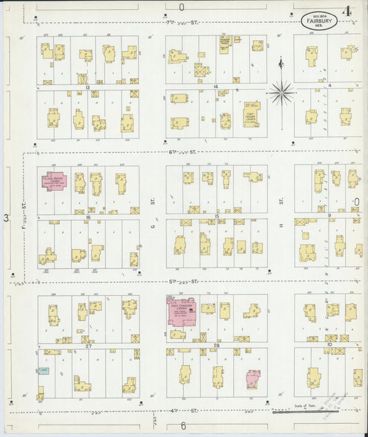 Sanborn Fire Insurance Map from Fairbury, Jefferson County, Nebraska (1904), Sheet #0004 - Historic Sanborn Fire Insurance Map Print, vintage old map wall art, antique decor, genealogy gift, Nebraska Nebraska map