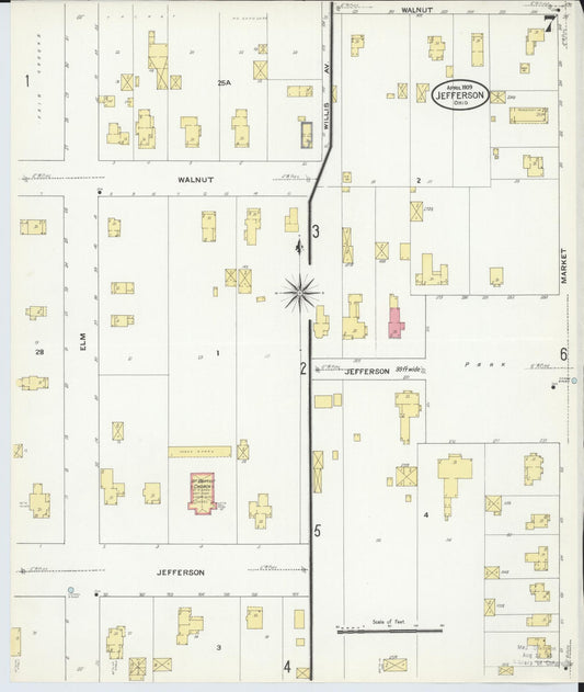 Sanborn Fire Insurance Map from Jefferson, Ashtabula County, Ohio (1909), Sheet #0007 - Historic Sanborn Fire Insurance Map Print, vintage old map wall art, antique decor, genealogy gift, Ohio Ohio map