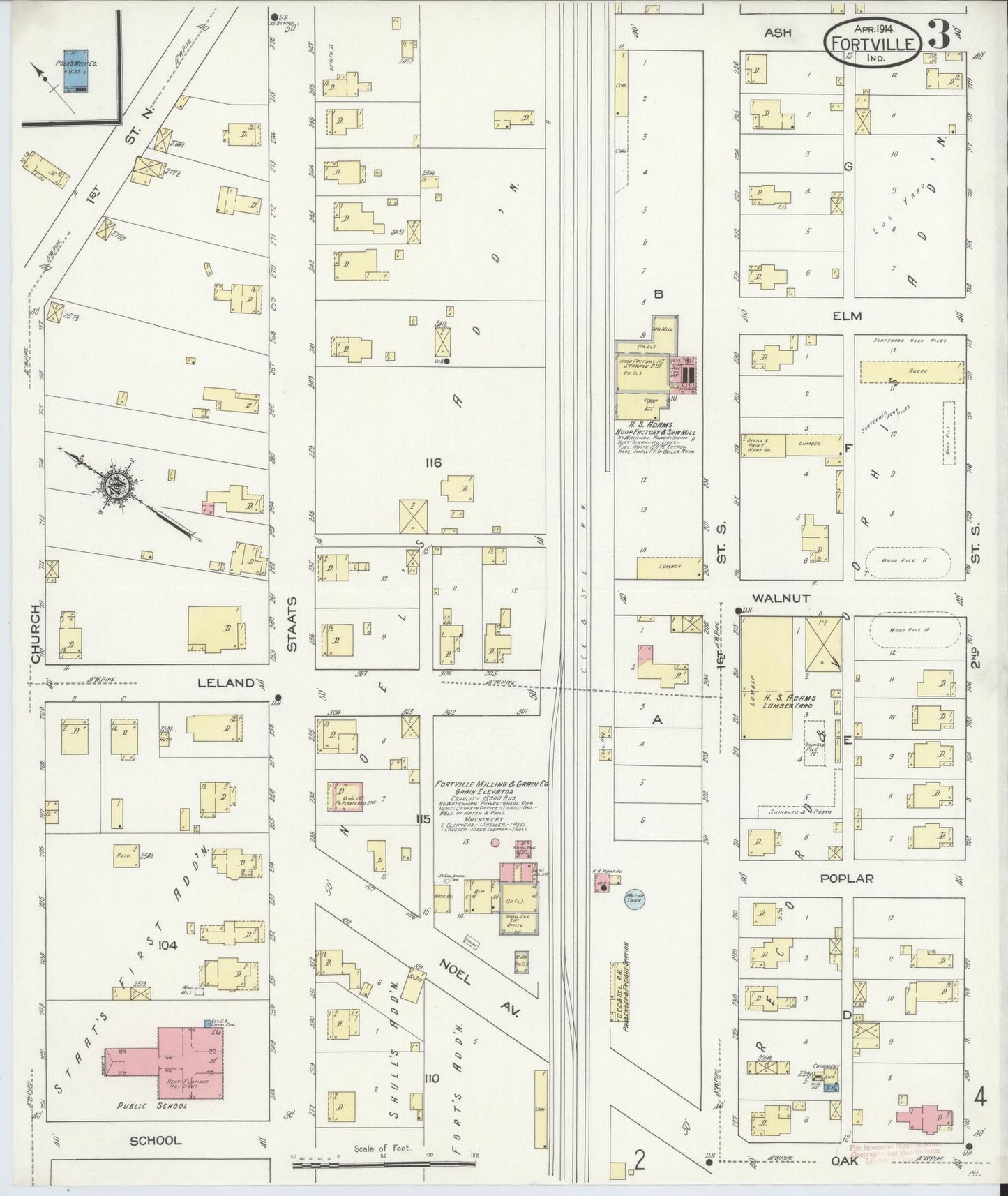Sanborn Fire Insurance Map from Fortville, Hancock County, Indiana (1914), Sheet #0003 - Complete Map Set gallery image, historic Sanborn map, vintage wall art, Indiana Indiana