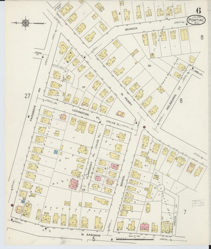 Sanborn Fire Insurance Map from Pontiac, Oakland County, Michigan (1915), Sheet #0006 - Complete Map Set gallery image, historic Sanborn map, vintage wall art, Michigan Michigan