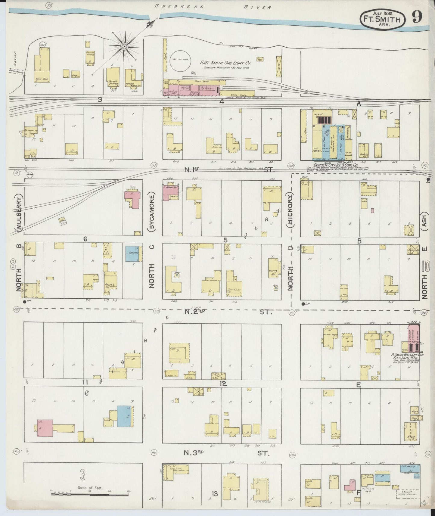 Sanborn Fire Insurance Map from Fort Smith, Sebastian County, Arkansas (1892), Sheet #0009 - Complete Map Set gallery image, historic Sanborn map, vintage wall art, Arkansas Arkansas