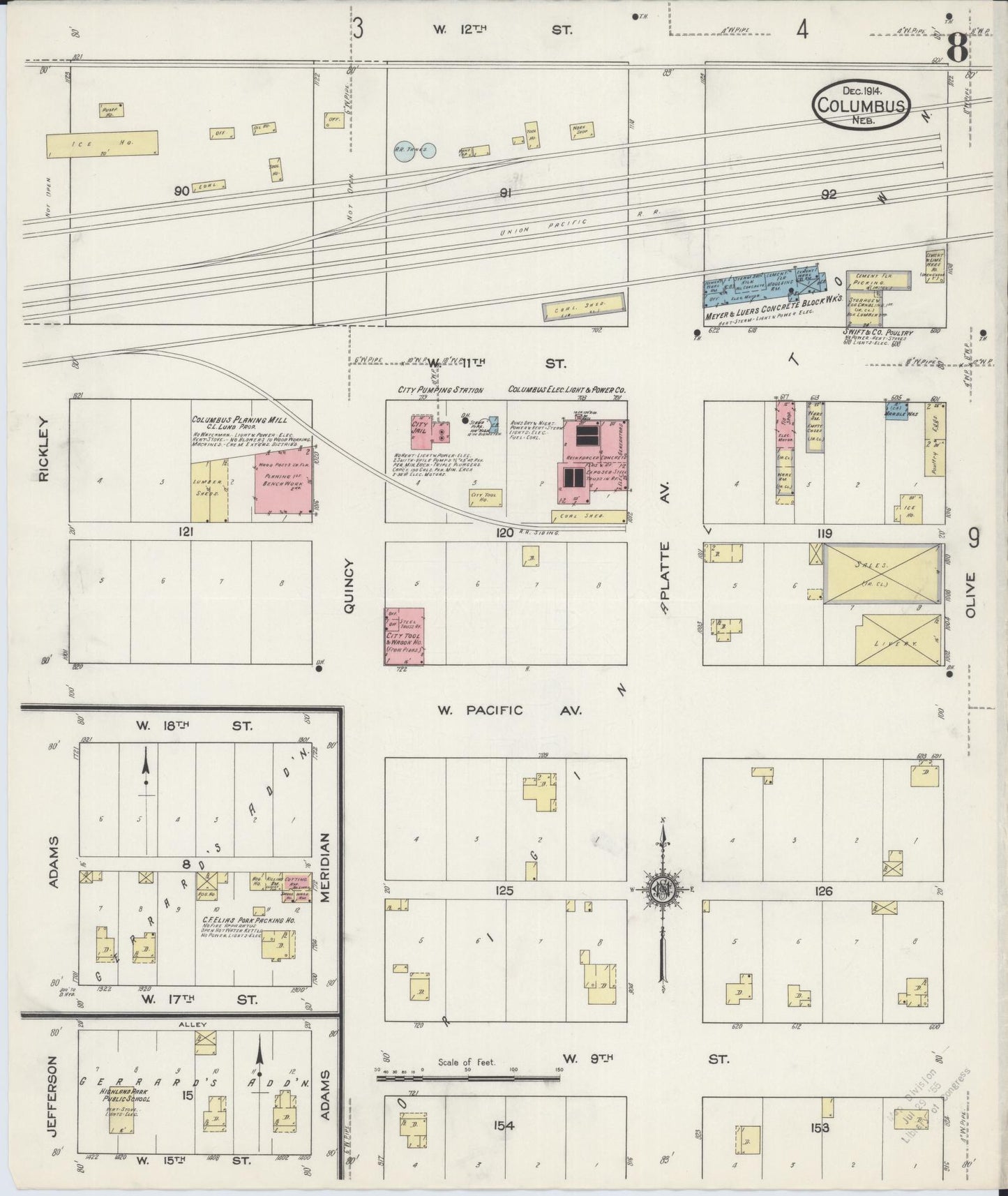 Sanborn Fire Insurance Map from Columbus, Platte County, Nebraska (1914), Sheet #0008 - Complete Map Set gallery image, historic Sanborn map, vintage wall art, Nebraska Nebraska