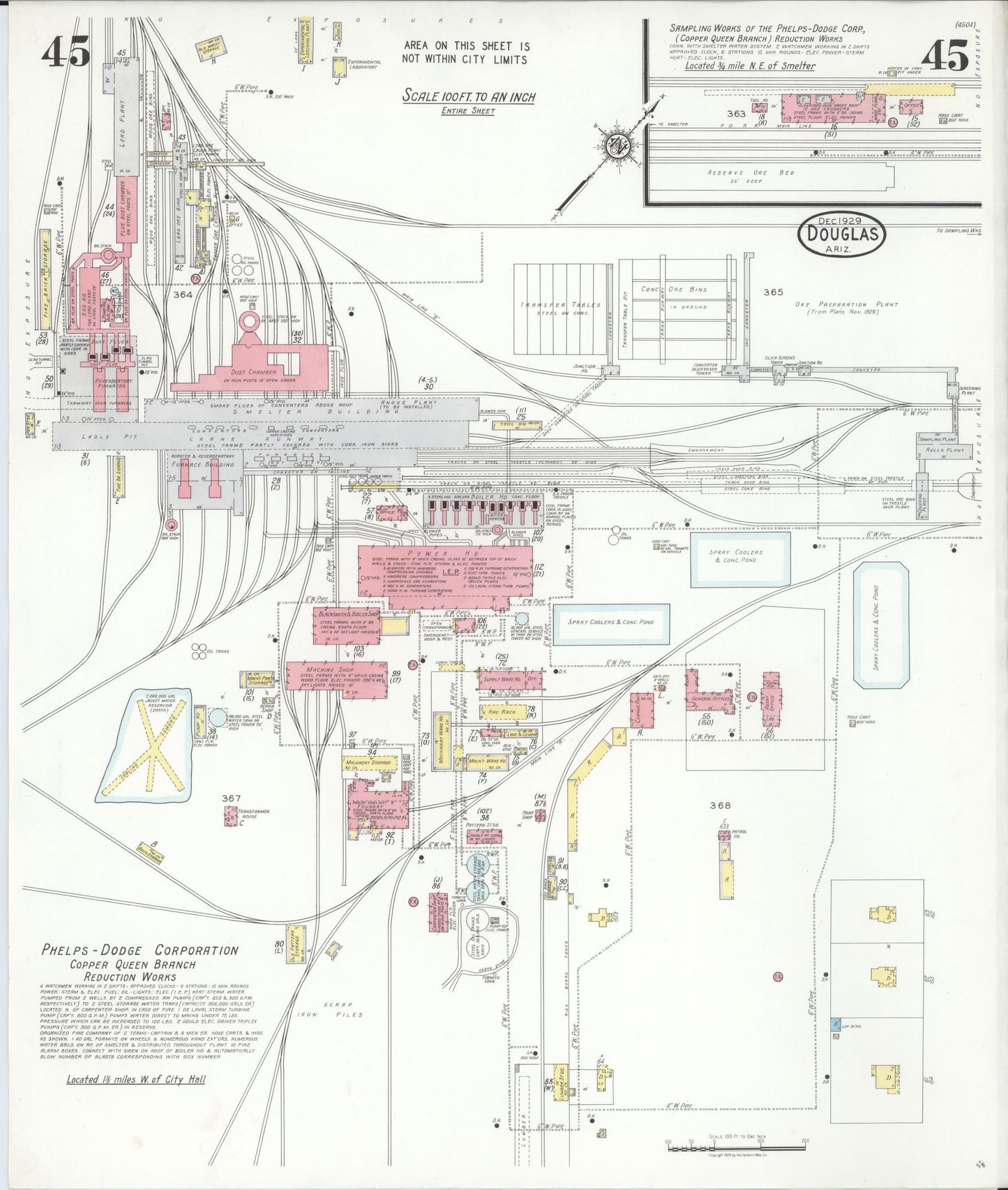Sanborn Fire Insurance Map from Douglas, Cochise County, Arizona (1929), Sheet #0045 - Complete Map Set gallery image, historic Sanborn map, vintage wall art, Arizona Arizona