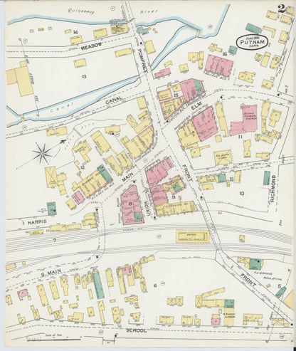 Sanborn Fire Insurance Map from Putnam, Windham County, Connecticut (1892), Sheet #0002 - Complete Map Set gallery image, historic Sanborn map, vintage wall art, Connecticut Connecticut