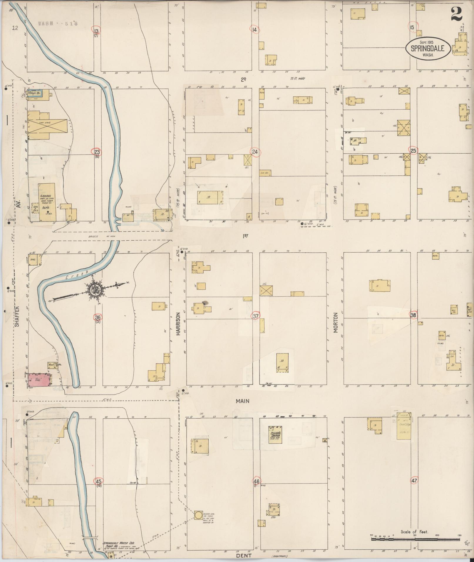 Sanborn Fire Insurance Map from Springdale, Stevens County, Washington (1932), Sheet #0002 - Historic Sanborn Fire Insurance Map Print, vintage old map wall art, antique decor, genealogy gift, Washington Washington map