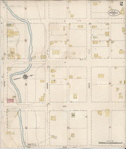 Sanborn Fire Insurance Map from Springdale, Stevens County, Washington (1932), Sheet #0002 - Historic Sanborn Fire Insurance Map Print, vintage old map wall art, antique decor, genealogy gift, Washington Washington map