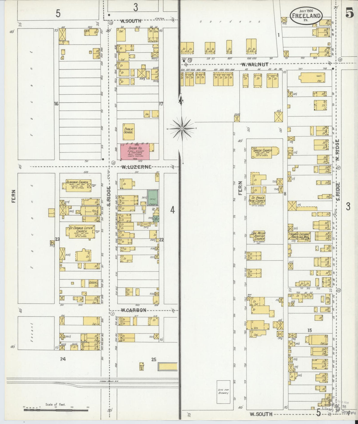 Sanborn Fire Insurance Map from Freeland, Luzerne County, Pennsylvania (1900), Sheet #0005 - Complete Map Set gallery image, historic Sanborn map, vintage wall art, Pennsylvania Pennsylvania