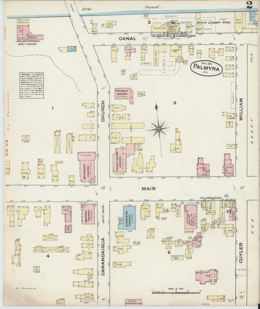 Sanborn Fire Insurance Map from Palmyra, Wayne County, New York (1884), Sheet #0002 - Historic Sanborn Fire Insurance Map Print, vintage old map wall art, antique decor, genealogy gift, New York New York map