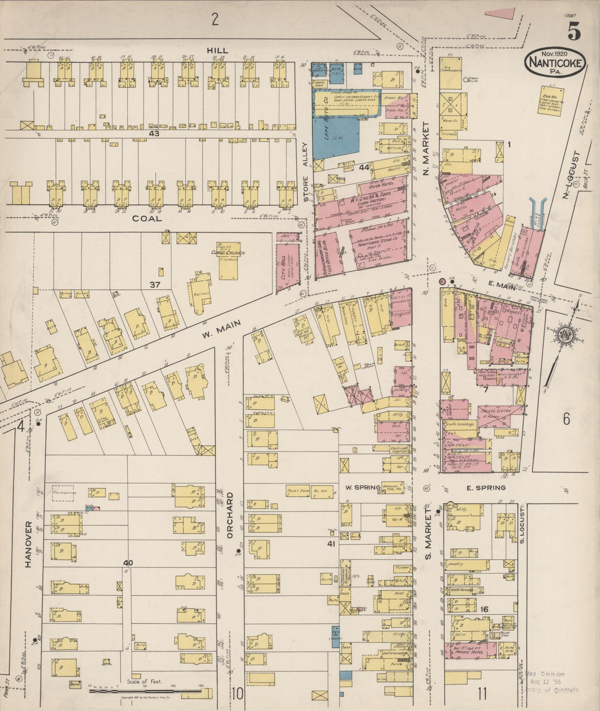 Sanborn Fire Insurance Map from Nanticoke, Luzerne County, Pennsylvania (1920), Sheet #0005 - Complete Map Set gallery image, historic Sanborn map, vintage wall art, Pennsylvania Pennsylvania