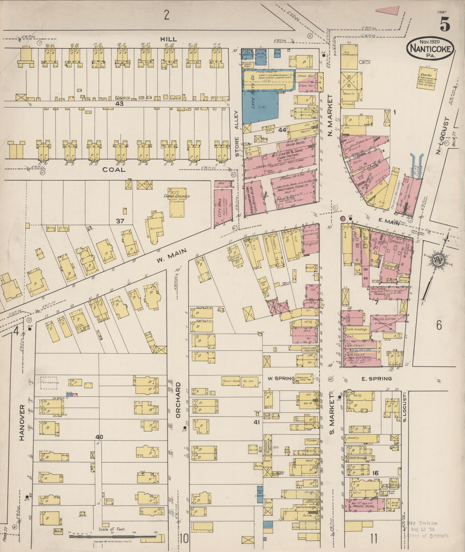 Sanborn Fire Insurance Map from Nanticoke, Luzerne County, Pennsylvania (1920), Sheet #0005 - Complete Map Set gallery image, historic Sanborn map, vintage wall art, Pennsylvania Pennsylvania
