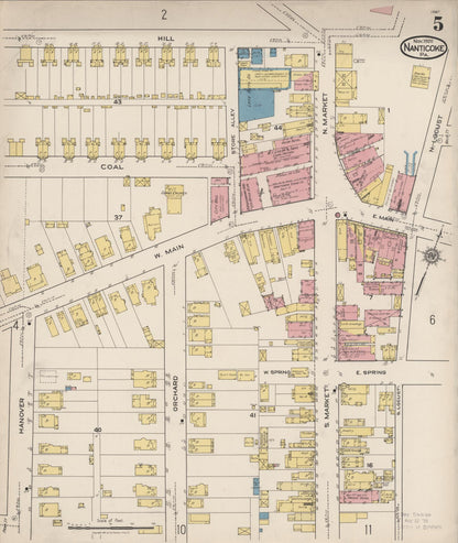 Sanborn Fire Insurance Map from Nanticoke, Luzerne County, Pennsylvania (1920), Sheet #0005 - Complete Map Set gallery image, historic Sanborn map, vintage wall art, Pennsylvania Pennsylvania