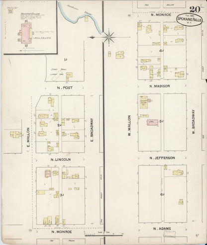 Sanborn Fire Insurance Map from Spokane, Spokane County, Washington (1889), Sheet #0020 - Complete Map Set gallery image, historic Sanborn map, vintage wall art, Washington Washington