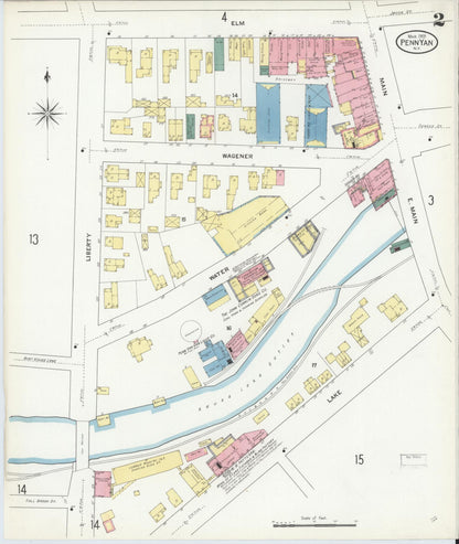 Sanborn Fire Insurance Map from Penn Yan, Yates County, New York (1909), Sheet #0002 - Complete Map Set gallery image, historic Sanborn map, vintage wall art, New York New York