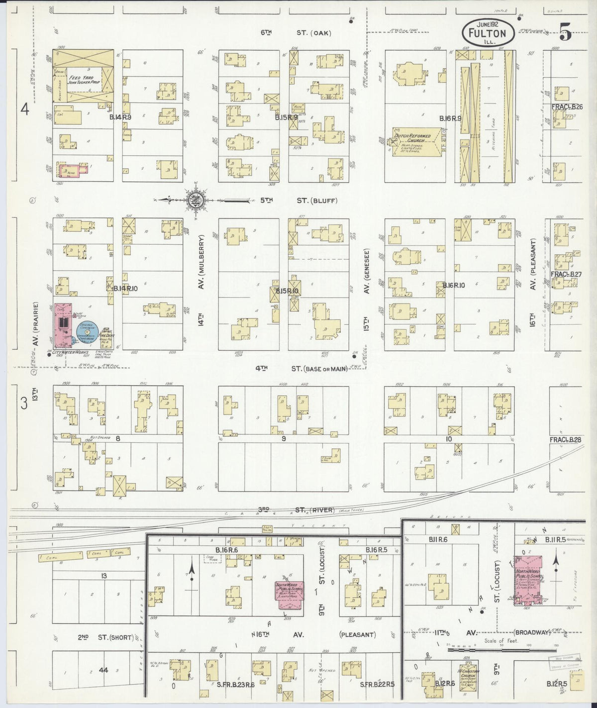 Sanborn Fire Insurance Map from Fulton, Whiteside County, Illinois (1912), Sheet #0005 - Complete Map Set gallery image, historic Sanborn map, vintage wall art, Illinois Illinois