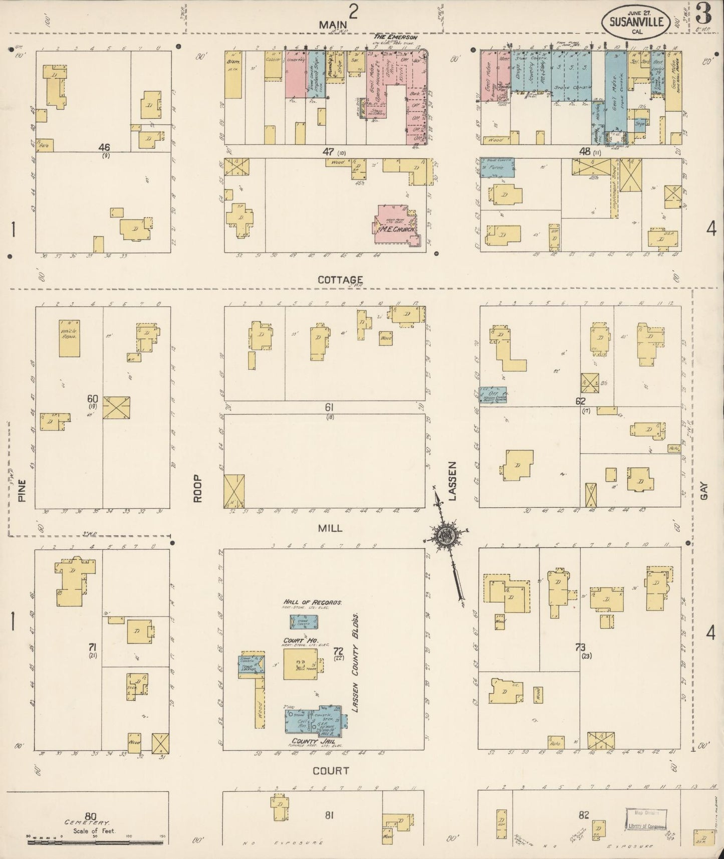 Sanborn Fire Insurance Map from Susanville, Lassen County, California (1912), Sheet #0003 - Complete Map Set gallery image, historic Sanborn map, vintage wall art, California California