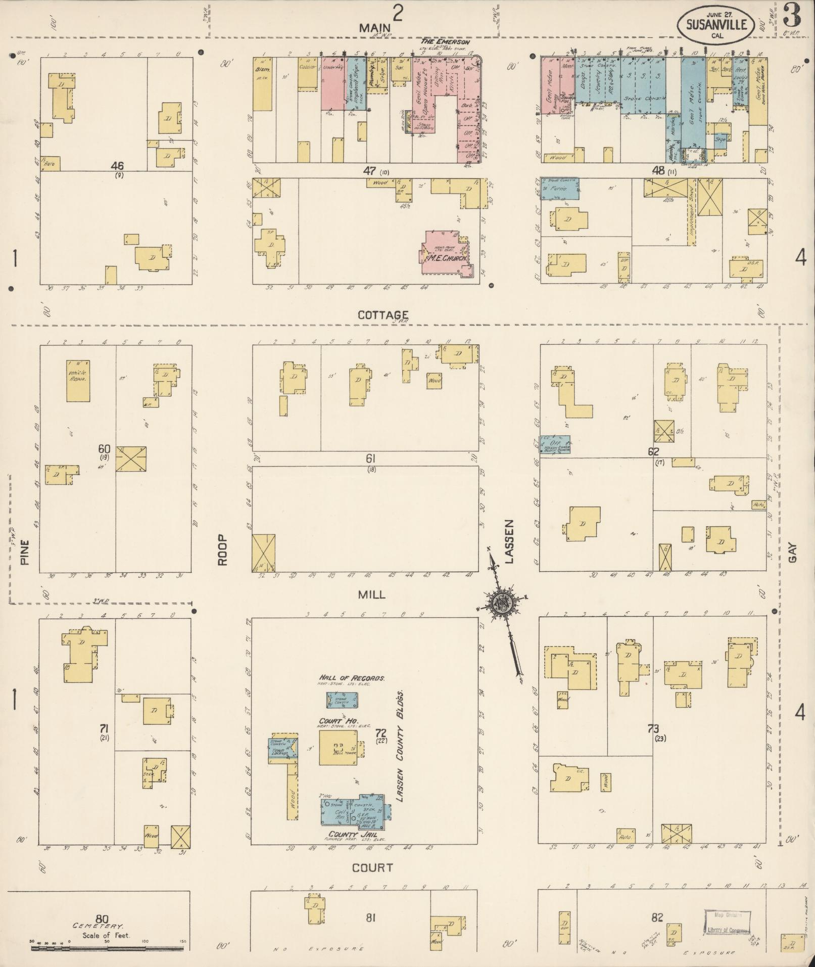 Sanborn Fire Insurance Map from Susanville, Lassen County, California (1912), Sheet #0003 - Complete Map Set gallery image, historic Sanborn map, vintage wall art, California California