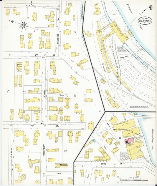Sanborn Fire Insurance Map from Newport, Orleans County, Vermont (1900), Sheet #0004 - Historic Sanborn Fire Insurance Map Print, vintage old map wall art, antique decor, genealogy gift, Vermont Vermont map