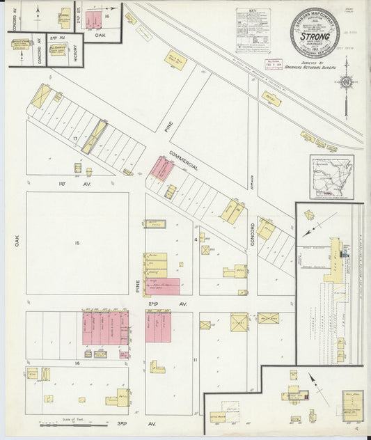 Sanborn Fire Insurance Map from Strong, Union County, Arkansas (1913), Sheet #0001 - Historic Sanborn Fire Insurance Map Print, vintage old map wall art, antique decor, genealogy gift, Arkansas Arkansas map