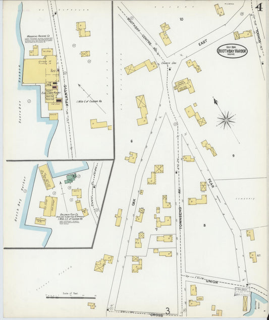 Sanborn Fire Insurance Map from Boothbay Harbor, Lincoln County, Maine (1904), Sheet #0004 - Historic Sanborn Fire Insurance Map Print, vintage old map wall art, antique decor, genealogy gift, Maine Maine map