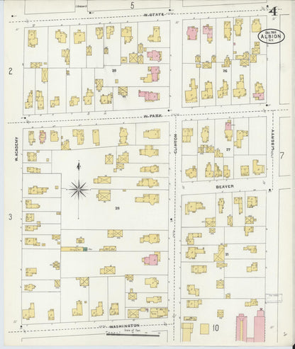 Sanborn Fire Insurance Map from Albion, Orleans County, New York (1905), Sheet #0004 - Complete Map Set gallery image, historic Sanborn map, vintage wall art, New York New York