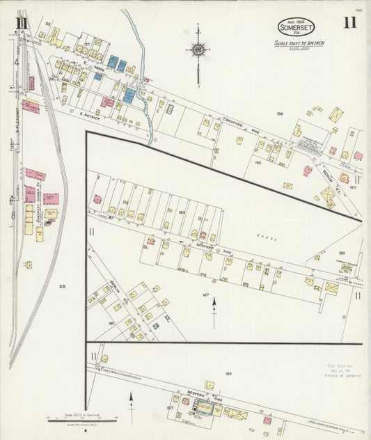 Sanborn Fire Insurance Map from Somerset, Somerset County, Pennsylvania (1924), Sheet #0011 - Historic Sanborn Fire Insurance Map Print, vintage old map wall art, antique decor, genealogy gift, Pennsylvania Pennsylvania map