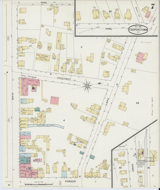 Sanborn Fire Insurance Map from Cooperstown, Otsego County, New York (1894), Sheet #0007 - Historic Sanborn Fire Insurance Map Print, vintage old map wall art, antique decor, genealogy gift, New York New York map