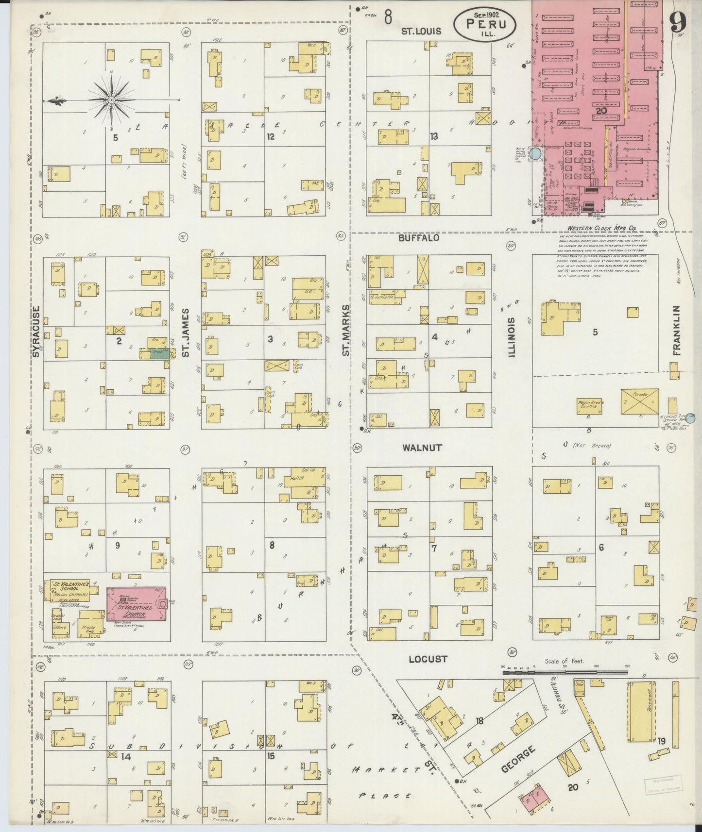 Sanborn Fire Insurance Map from Peru, La Salle County, Illinois (1902), Sheet #0009 - Historic Sanborn Fire Insurance Map Print, vintage old map wall art, antique decor, genealogy gift, Illinois Illinois map