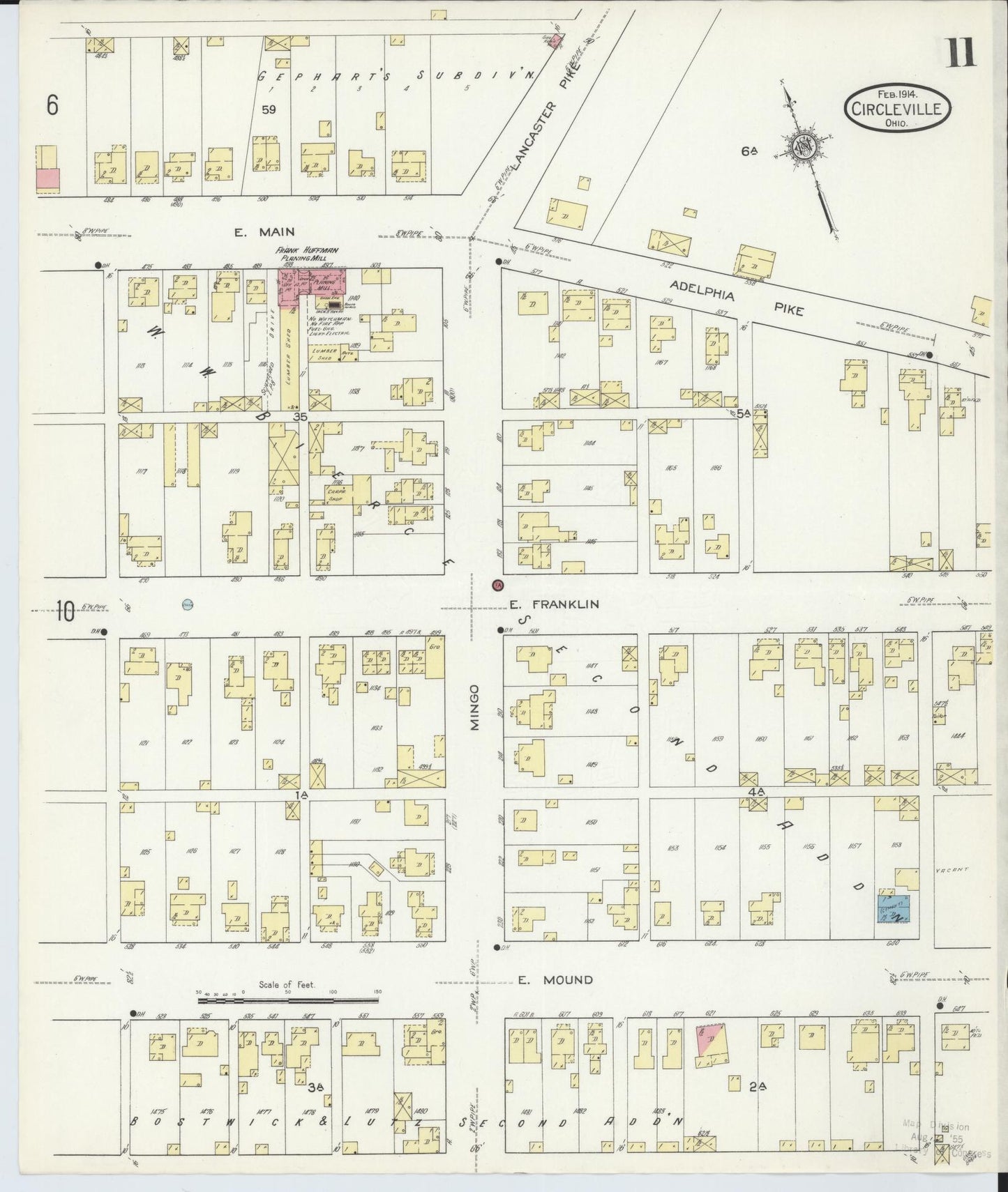 Sanborn Fire Insurance Map from Circleville, Pickaway County, Ohio (1914), Sheet #0011 - Historic Sanborn Fire Insurance Map Print, vintage old map wall art, antique decor, genealogy gift, Ohio Ohio map