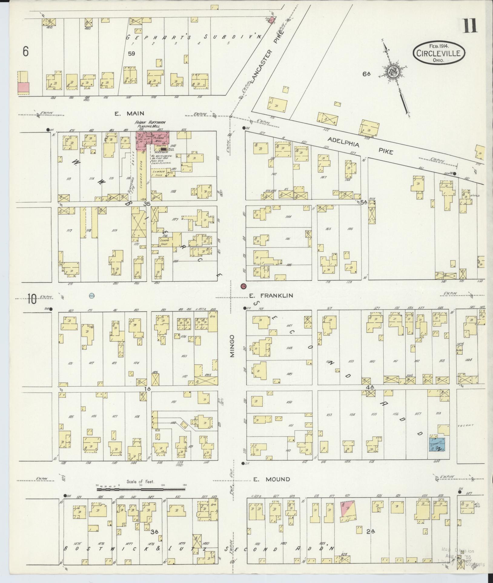 Sanborn Fire Insurance Map from Circleville, Pickaway County, Ohio (1914), Sheet #0011 - Historic Sanborn Fire Insurance Map Print, vintage old map wall art, antique decor, genealogy gift, Ohio Ohio map
