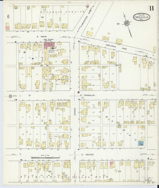 Sanborn Fire Insurance Map from Circleville, Pickaway County, Ohio (1914), Sheet #0011 - Historic Sanborn Fire Insurance Map Print, vintage old map wall art, antique decor, genealogy gift, Ohio Ohio map