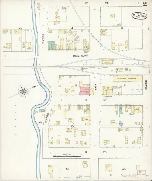 Sanborn Fire Insurance Map from Elmira, Solano County, California (1890), Sheet #0002 - Historic Sanborn Fire Insurance Map Print, vintage old map wall art, antique decor, genealogy gift, California California map