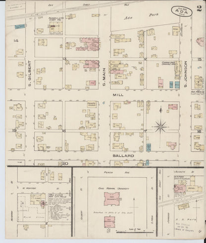 Sanborn Fire Insurance Map from Ada, Hardin County, Ohio (1885), Sheet #0002 - Complete Map Set gallery image, historic Sanborn map, vintage wall art, Ohio Ohio