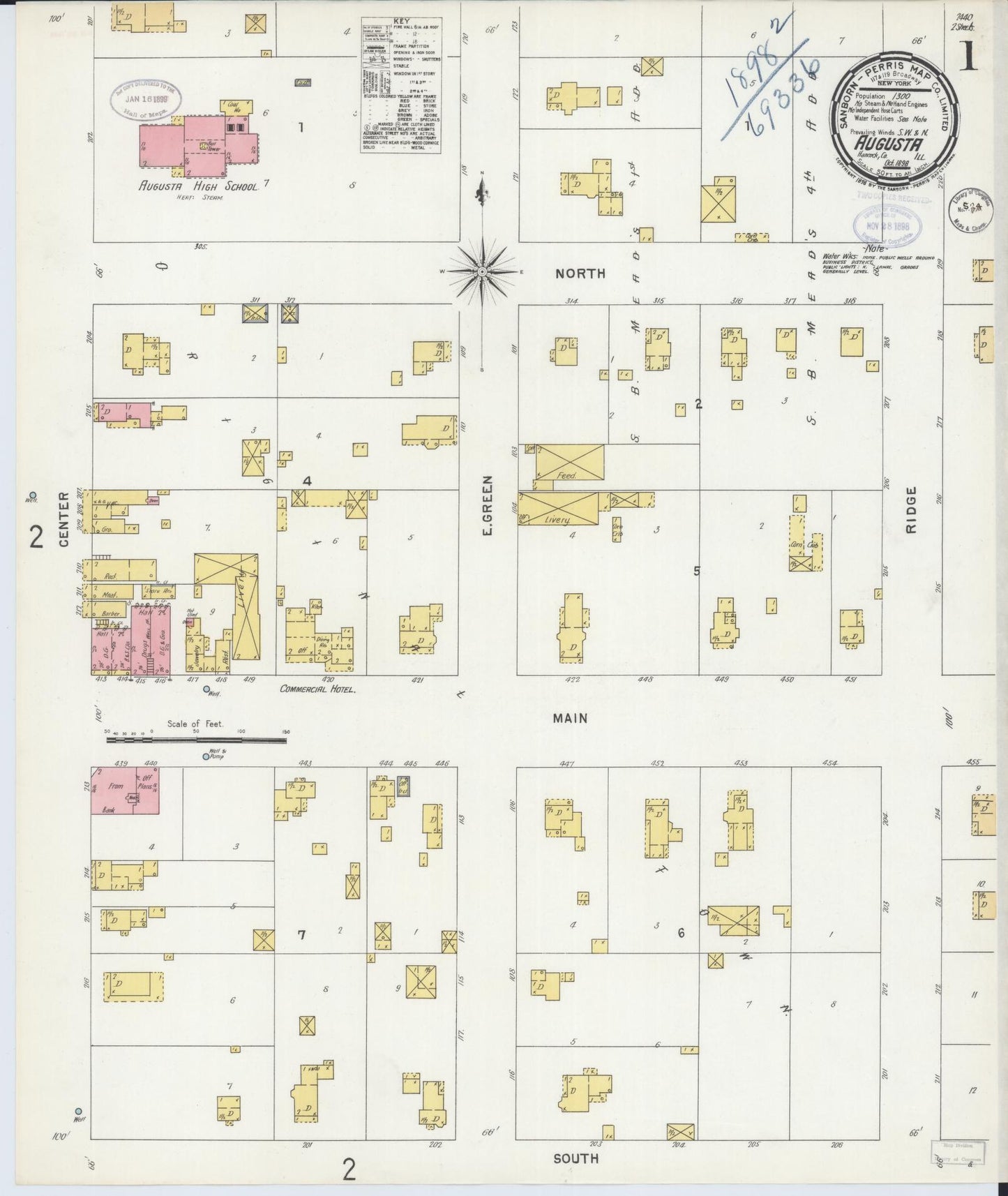 Sanborn Fire Insurance Map from Augusta, Hancock County, Illinois (1898), Sheet #0001 - Complete Map Set gallery image, historic Sanborn map, vintage wall art, Illinois Illinois