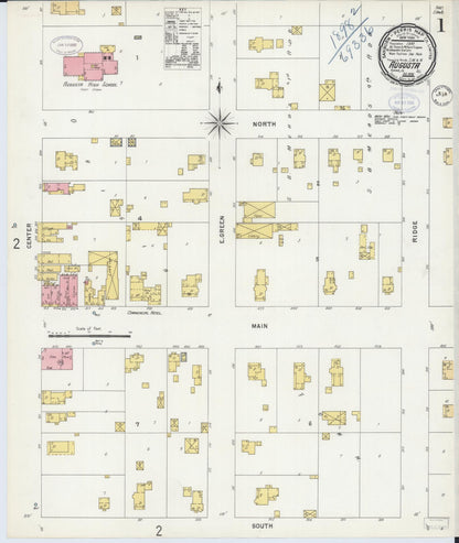 Sanborn Fire Insurance Map from Augusta, Hancock County, Illinois (1898), Sheet #0001 - Complete Map Set gallery image, historic Sanborn map, vintage wall art, Illinois Illinois