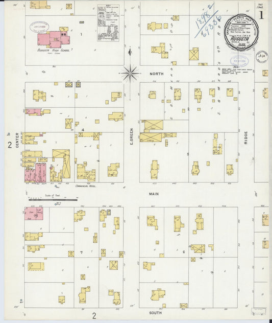 Sanborn Fire Insurance Map from Augusta, Hancock County, Illinois (1898), Sheet #0001 - Complete Map Set gallery image, historic Sanborn map, vintage wall art, Illinois Illinois