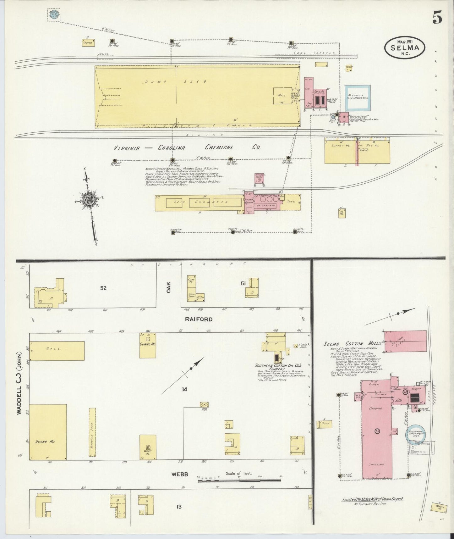 Sanborn Fire Insurance Map from Selma, Johnston County, North Carolina (1911), Sheet #0005 - Historic Sanborn Fire Insurance Map Print, vintage old map wall art, antique decor, genealogy gift, North Carolina North Carolina map
