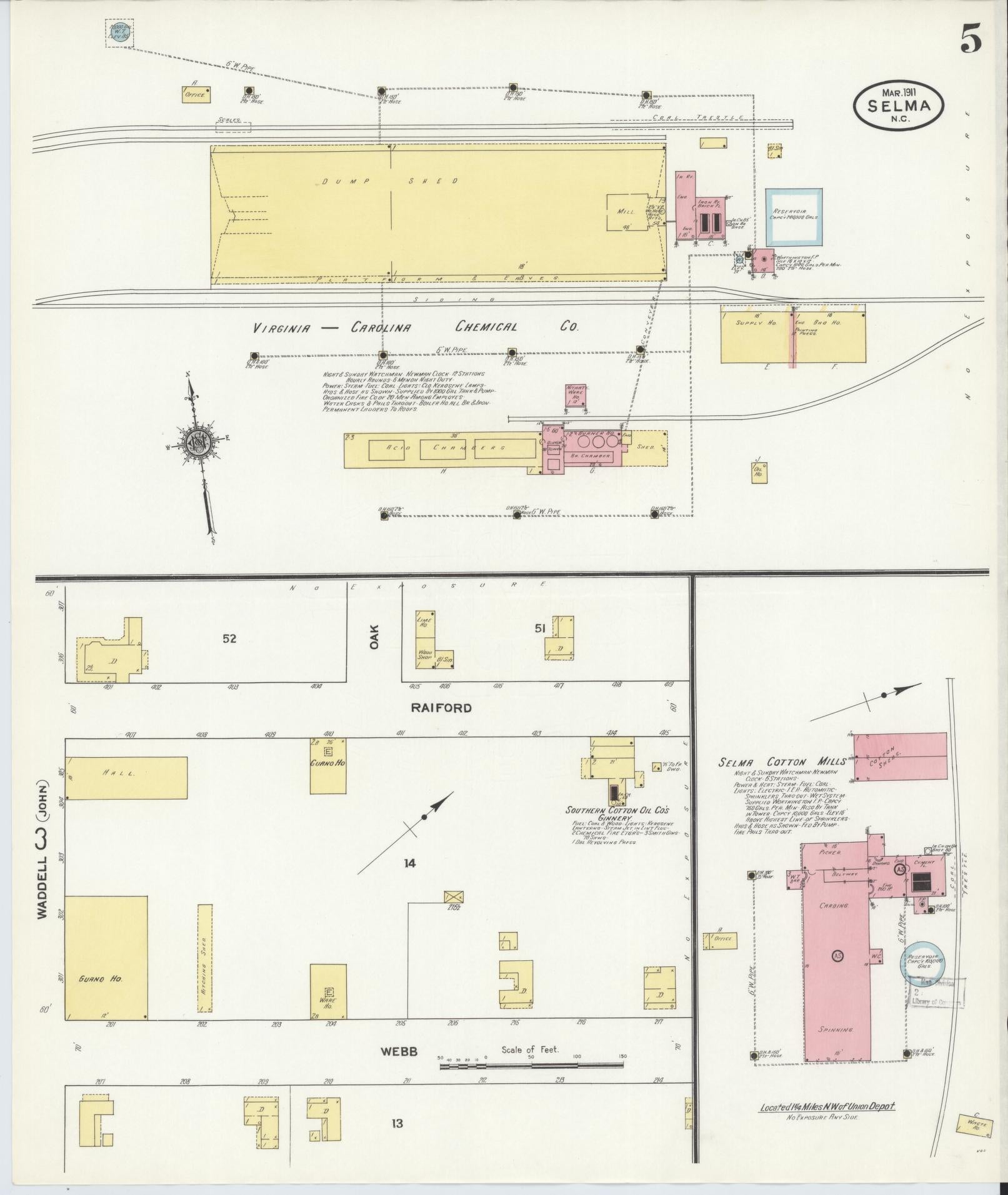 Sanborn Fire Insurance Map from Selma, Johnston County, North Carolina (1911), Sheet #0005 - Historic Sanborn Fire Insurance Map Print, vintage old map wall art, antique decor, genealogy gift, North Carolina North Carolina map
