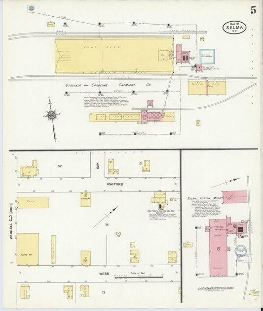 Sanborn Fire Insurance Map from Selma, Johnston County, North Carolina (1911), Sheet #0005 - Historic Sanborn Fire Insurance Map Print, vintage old map wall art, antique decor, genealogy gift, North Carolina North Carolina map