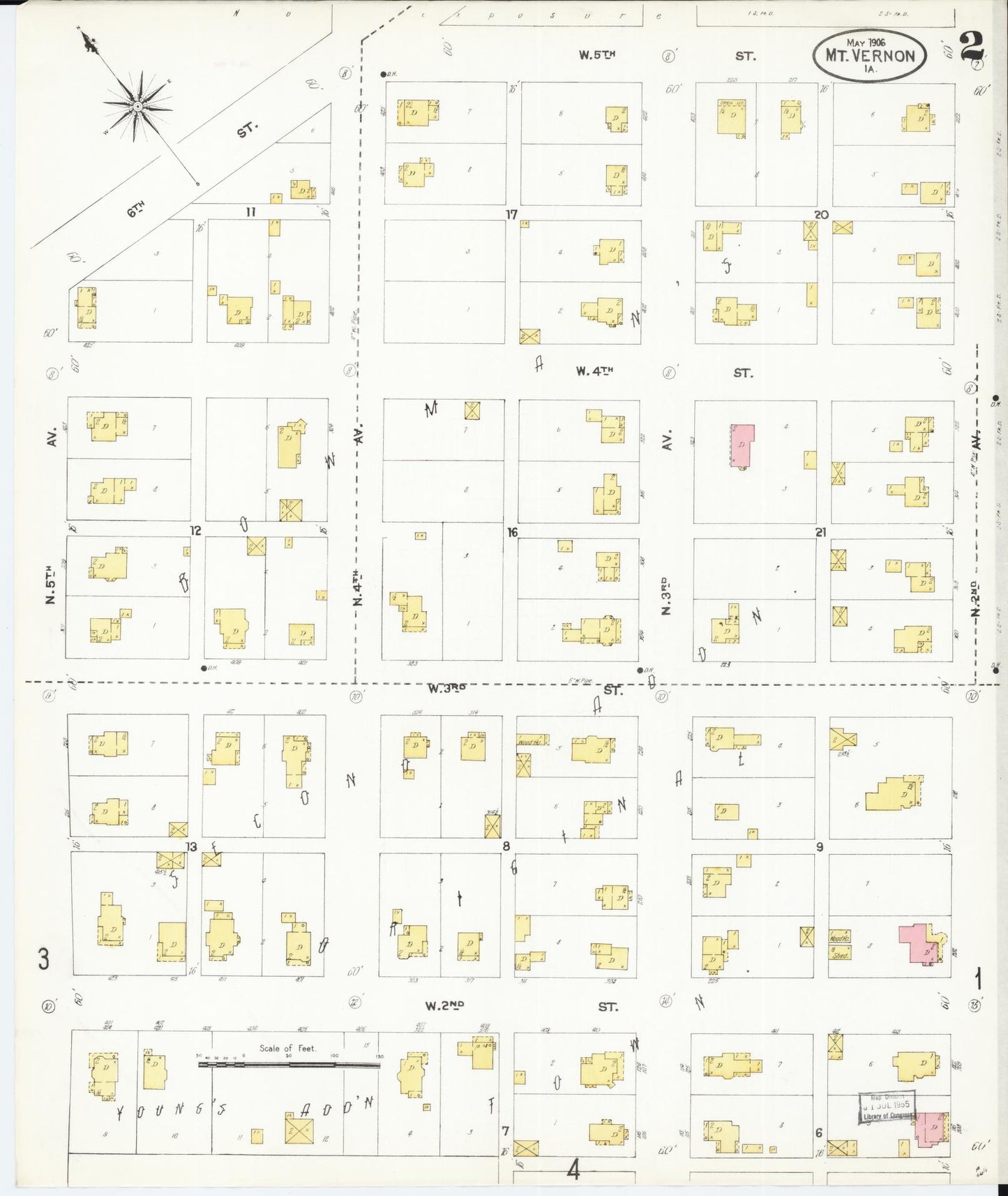 Sanborn Fire Insurance Map from Mount Vernon, Linn County, Iowa (1906), Sheet #0002 - Historic Sanborn Fire Insurance Map Print