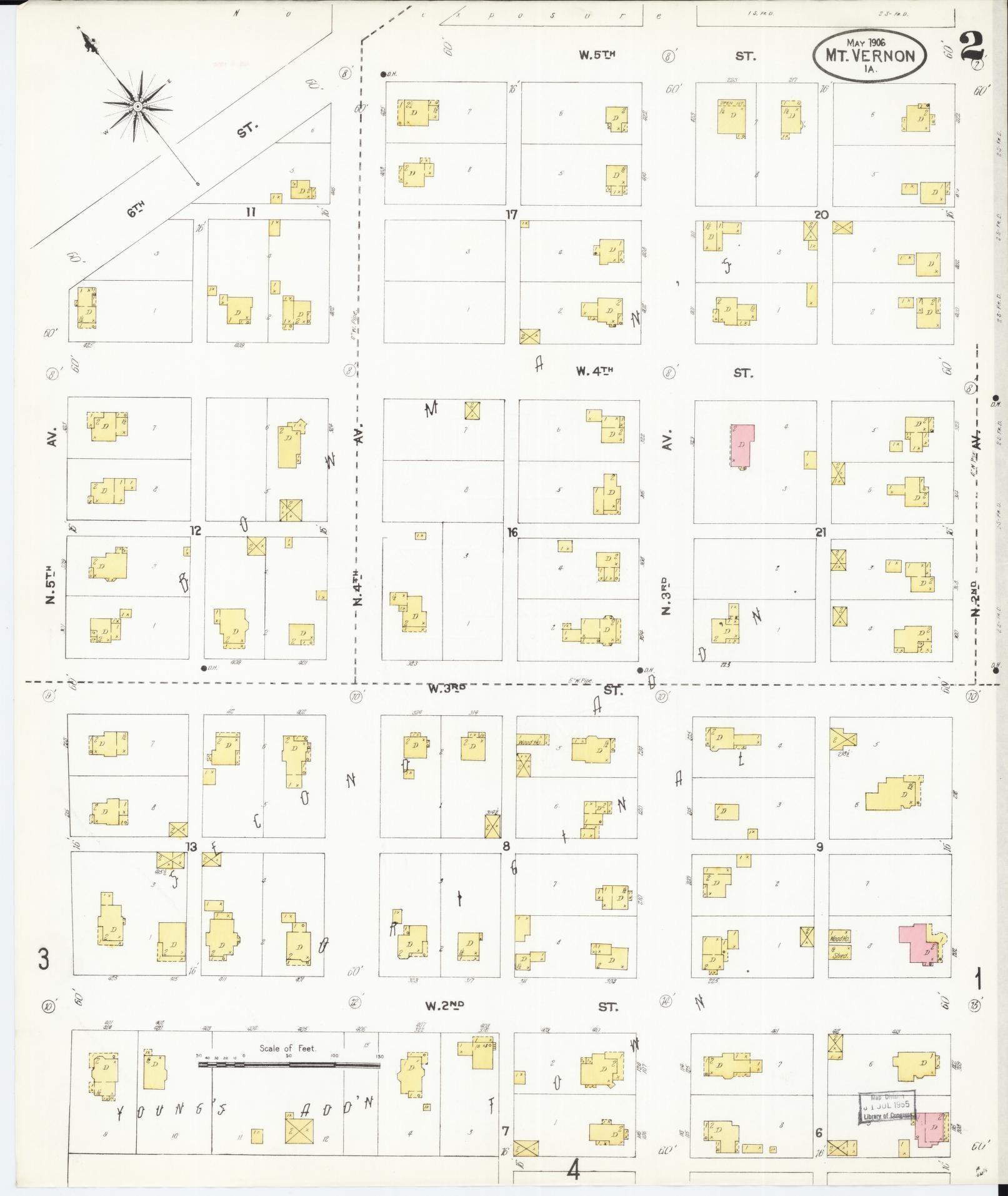 Sanborn Fire Insurance Map from Mount Vernon, Linn County, Iowa (1906), Sheet #0002 - Historic Sanborn Fire Insurance Map Print