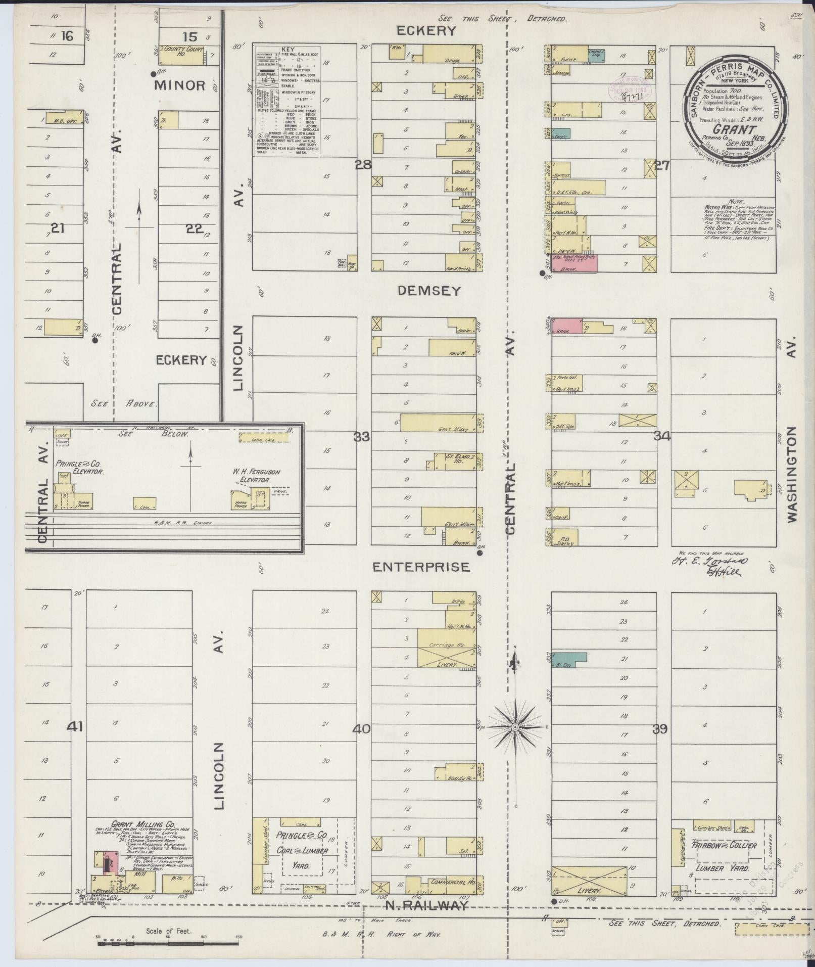 Sanborn Fire Insurance Map from Grant, Perkins County, Nebraska (1893), Sheet #0001 - Historic Sanborn Fire Insurance Map Print, vintage old map wall art, antique decor, genealogy gift, Nebraska Nebraska map