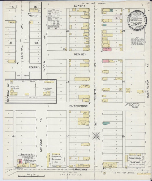 Sanborn Fire Insurance Map from Grant, Perkins County, Nebraska (1893), Sheet #0001 - Historic Sanborn Fire Insurance Map Print, vintage old map wall art, antique decor, genealogy gift, Nebraska Nebraska map