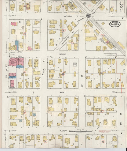 Sanborn Fire Insurance Map from Warren, Huntington County, Indiana (1932), Sheet #0003 - Historic Sanborn Fire Insurance Map Print, vintage old map wall art, antique decor, genealogy gift, Indiana Indiana map