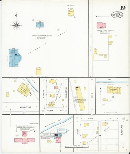 Sanborn Fire Insurance Map from Ottawa, Franklin County, Kansas (1905), Sheet #0019 - Complete Map Set gallery image, historic Sanborn map, vintage wall art, Kansas Kansas