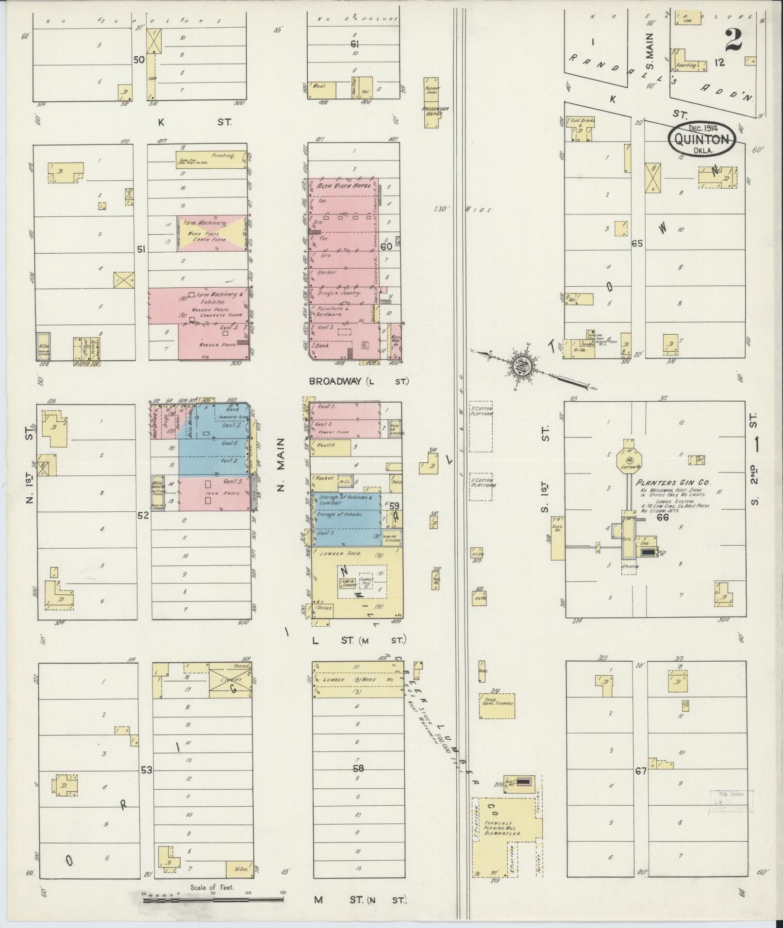 Sanborn Fire Insurance Map from Quinton, Pittsburg County, Oklahoma (1914), Sheet #0002 - Complete Map Set gallery image, historic Sanborn map, vintage wall art, Oklahoma Oklahoma