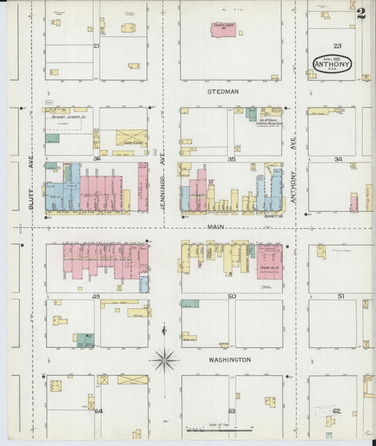 Sanborn Fire Insurance Map from Anthony, Harper County, Kansas (1893), Sheet #0002 - Historic Sanborn Fire Insurance Map Print, vintage old map wall art, antique decor, genealogy gift, Kansas Kansas map