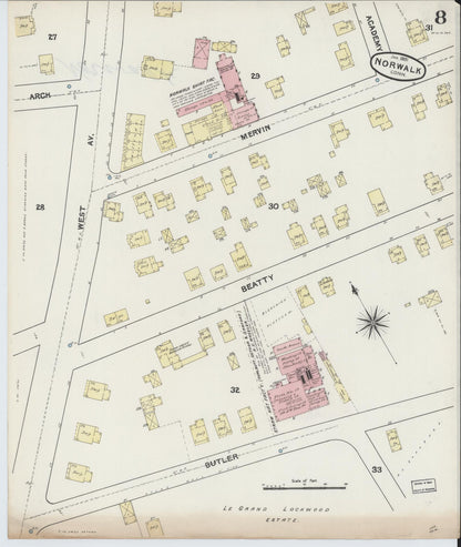 Sanborn Fire Insurance Map from Norwalk, Fairfield County, Connecticut (1891), Sheet #0007 - Complete Map Set gallery image, historic Sanborn map, vintage wall art, Connecticut Connecticut