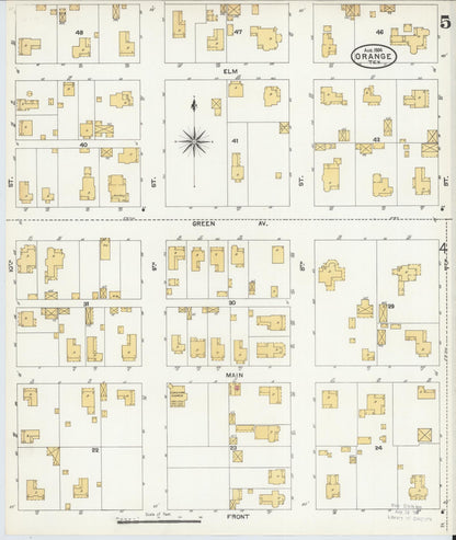 Sanborn Fire Insurance Map from Orange, Orange County, Texas (1904), Sheet #0005 - Historic Sanborn Fire Insurance Map Print, vintage old map wall art, antique decor, genealogy gift, Texas Texas map